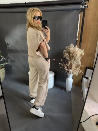 Tepláková súprava Crop-béžová