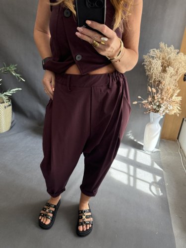 Nohavice SUN bez gombíka do 3XL vínové