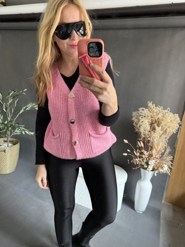 Pletená Vesta Chick-růžová