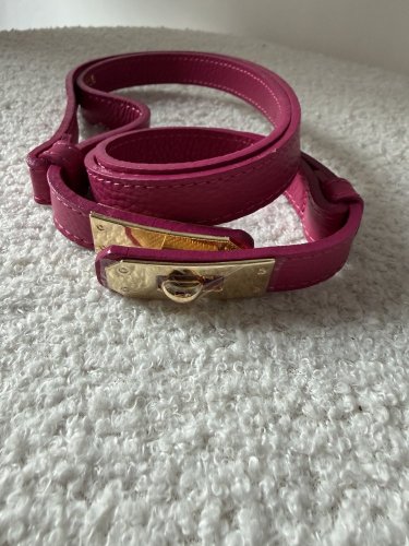 Pásek kožený posuvný se zlatou sponou-růžový