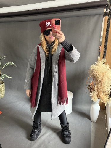 Vlnený kabát v štýle saka Zoe