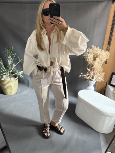 Nohavice s opaskom Italy-béžové