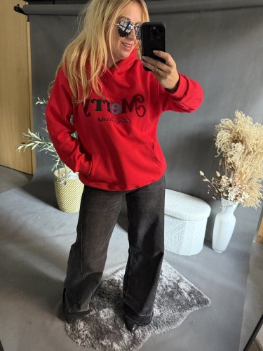 Mikina Merry Christmas-červená