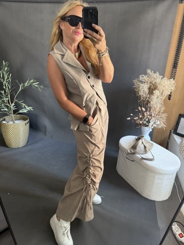 Nohavice so šnúrkou Sun béžové