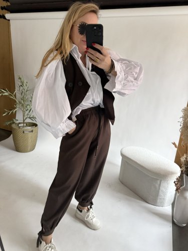 Nohavice Flowy hariem-hnedá