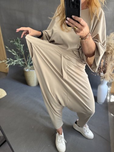 Kalhoty nasrávací Tencil-béžová