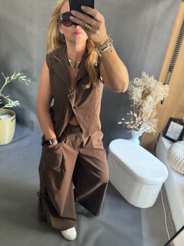 Nohavice so šnúrkou Sun hnedé