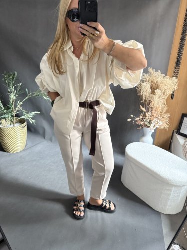 Nohavice s opaskom Italy-béžové