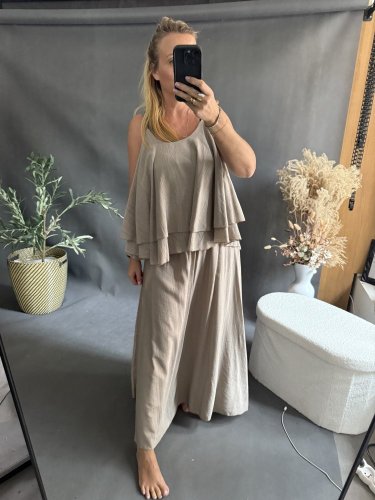 Set sukne a volániky-mocca