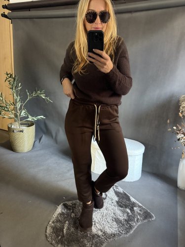 Nohavice Fashion-hnedé