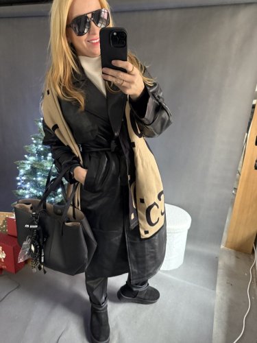 Koženkový Trenchcoat  Rosso-černý