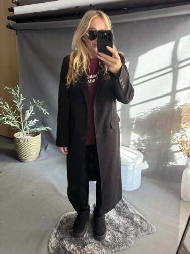 Kabát Jarní ve stylu dlouhého saka-černý