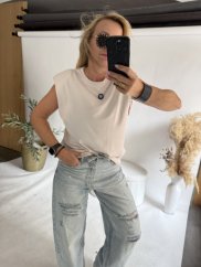 Tricko Basic s vypchávky-beige