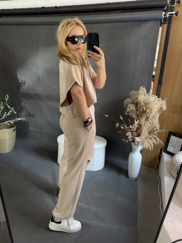 Tepláková súprava Crop-béžová