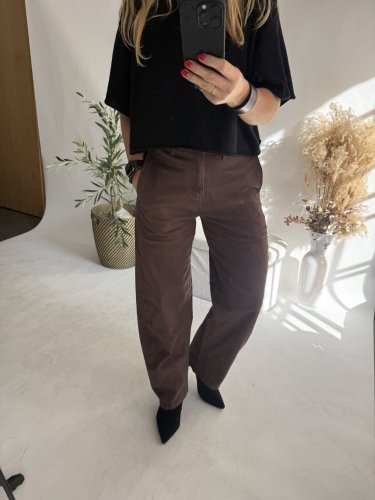 Nohavice Emma dlhé barrel jeans-hnedé