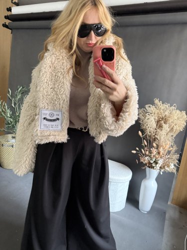 Kabát Teddy-béžový