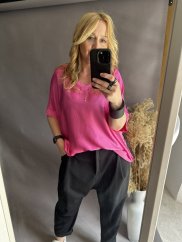 Bluza Liame-UNI SIZE na XS-XL-tmavě růžová