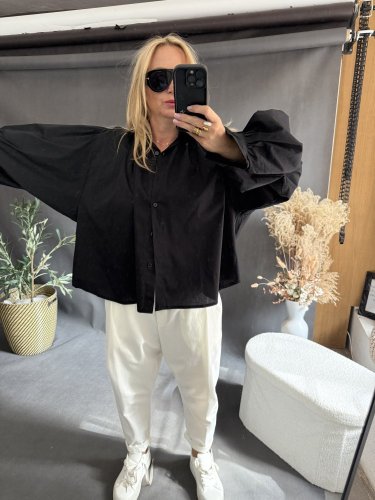 Košeľa oversize rukáv-čierna