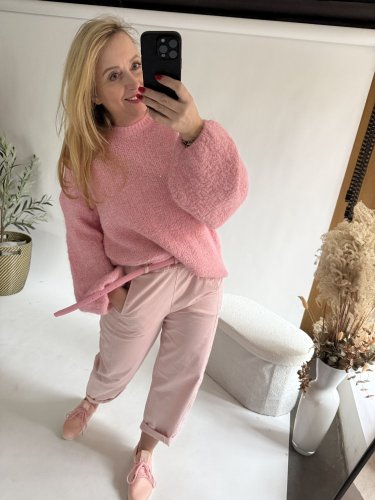 Nohavice Luisa Baloon-pudrové