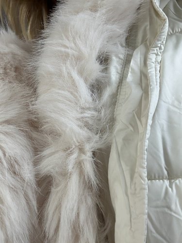 Krátka zimná bunda s kožúškom Trendy-krémová-S-L
