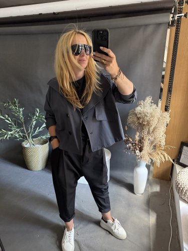 Kabátek Crop SUN TENKY-tmavě šedý