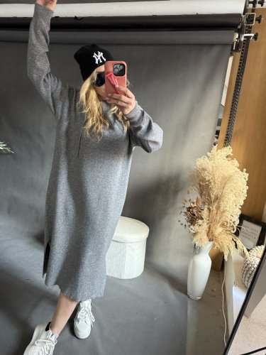 Dlouhé šaty s kapucí Jolie-šedá