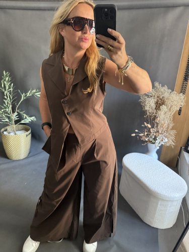 Nohavice so šnúrkou Sun hnedé