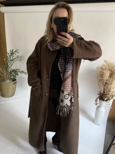 Kabát s opaskom Jane-hnedý