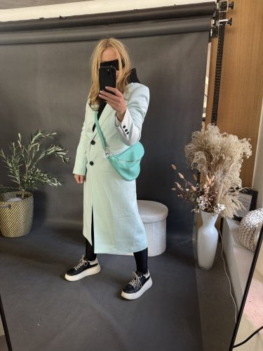 Kabát Jarní ve stylu dlouhého saka-mint-