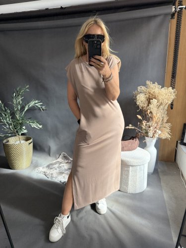 Šaty Basic dlouhé-mocca