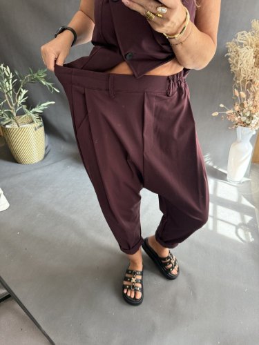 Nohavice SUN bez gombíka do 3XL vínové