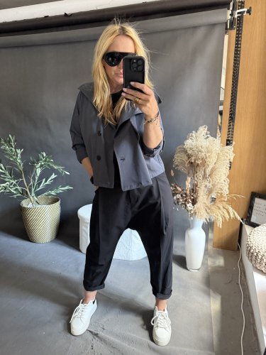 Kabátek Crop SUN TENKY-tmavě šedý