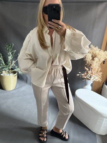 Košile oversize rukáv-béžová