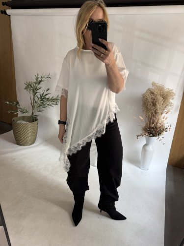 Tričko s krajkou-bílá