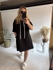 Šaty s kapucňou-neoprén nekrčivé-čierné