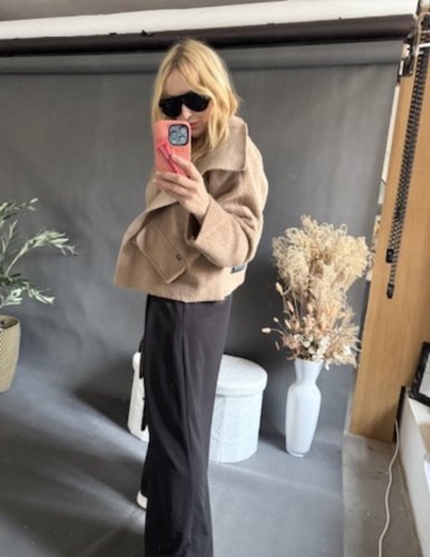 Kabátek Crop Miss zateplený-béžový