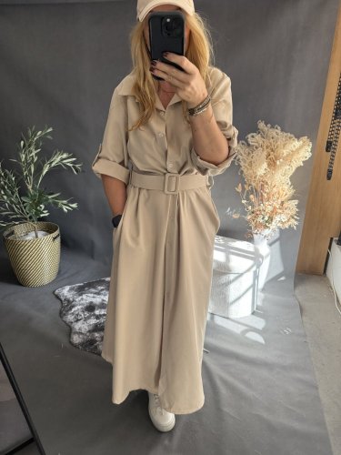 Šaty košilové dlouhé béžové