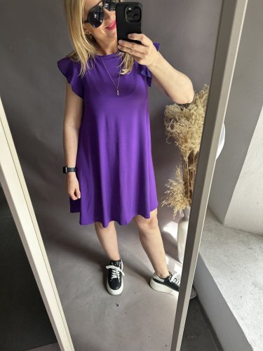 Šaty s volánkovým rukávem Merylin-fialové