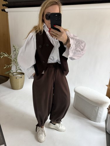 Nohavice Flowy hariem-hnedá