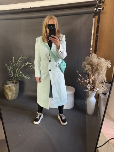 Kabát Jarní ve stylu dlouhého saka-mint-