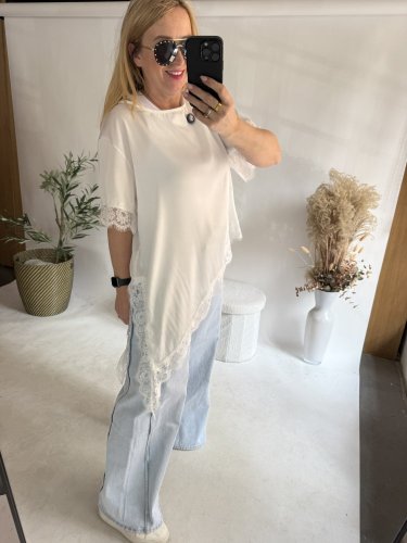 Tričko s krajkou-bílá