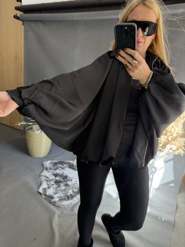 Bomber saténový čierný