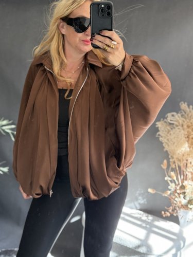 Bomber saténový hnědý