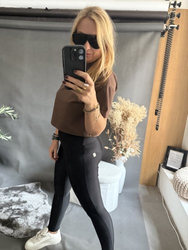 Tričko CROP viskoza-hnědé