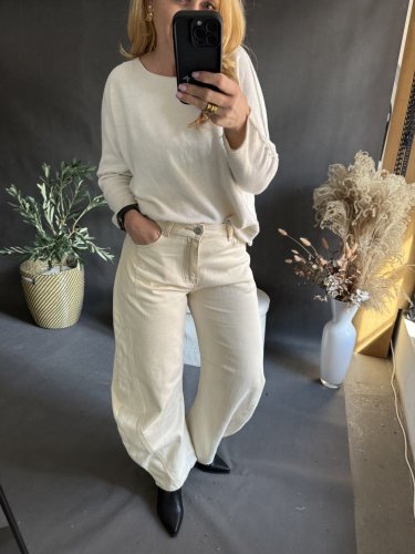 Džínsy Barrel USA- krémové