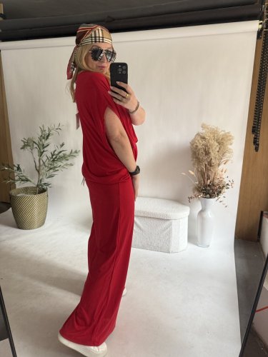 Set Pamy-dlhé tričko-čiervený