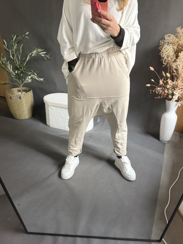 Teplákové nohavice nasrávacie fattale-béžové