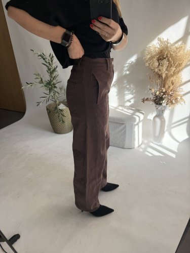 Nohavice Emma dlhé barrel jeans-hnedé