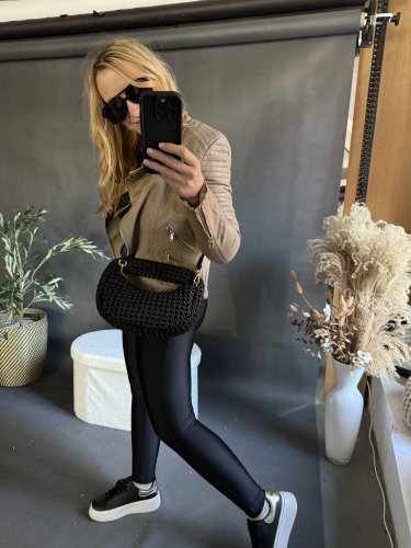 BODYSLIM LEGÍNY S PREŠITÍM - ČIERNá-nvý strih bez vreciek - Velikost: S