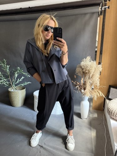 Kabátek Crop SUN TENKY-tmavě šedý